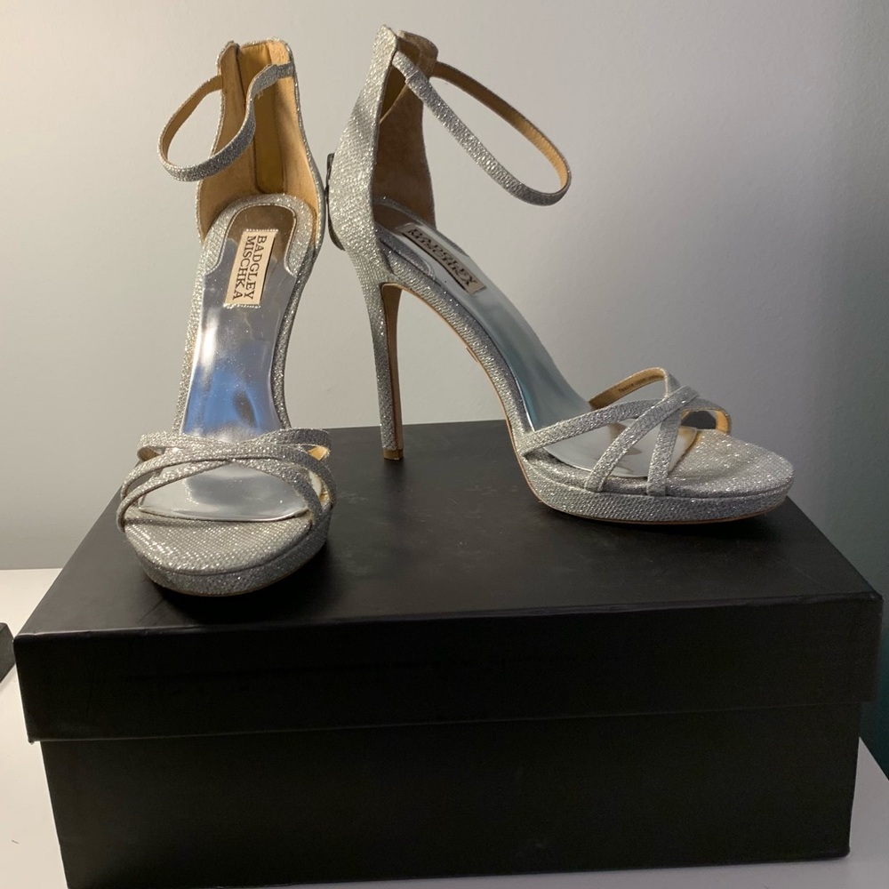 Badgley Mischka Glittering Silver Heels